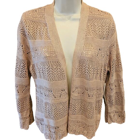 NWT Madison Hudson light pink open cardigan sparkle sweater sz L large glam - Picture 2 of 9